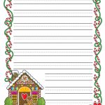 Gingerbread Printable Border Paper With And Without Lines  4 Designs   Free Printable Christmas Paper With Borders