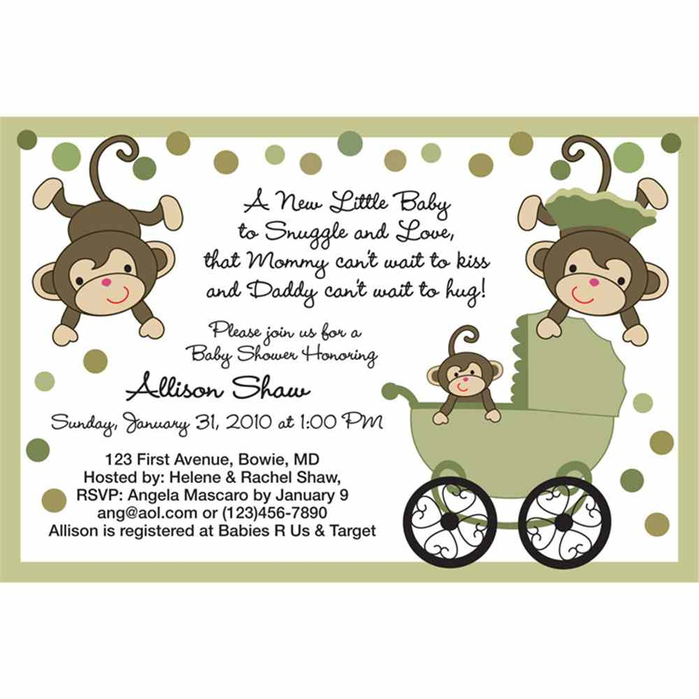 Girl Monkey Baby Shower Invitations Templates • Baby Showers Design - Free Printable Monkey Girl Baby Shower Invitations