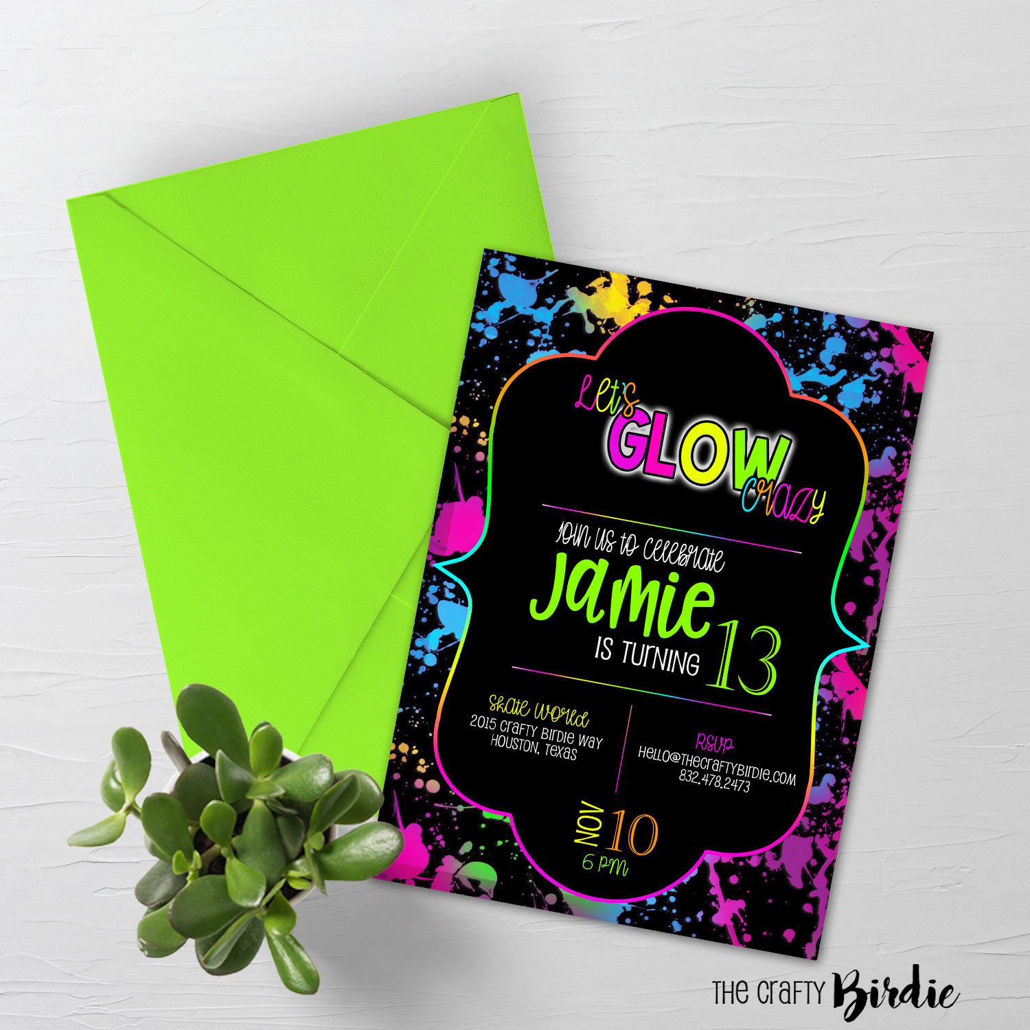 Glow Birthday Invitation Neon Glow Birthday Party Invitation | Etsy - Free Printable Glow In The Dark Birthday Party Invitations