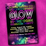 Glow Party Invite Etsy Party Invitations Black Light Party   Free Printable Glow In The Dark Birthday Party Invitations