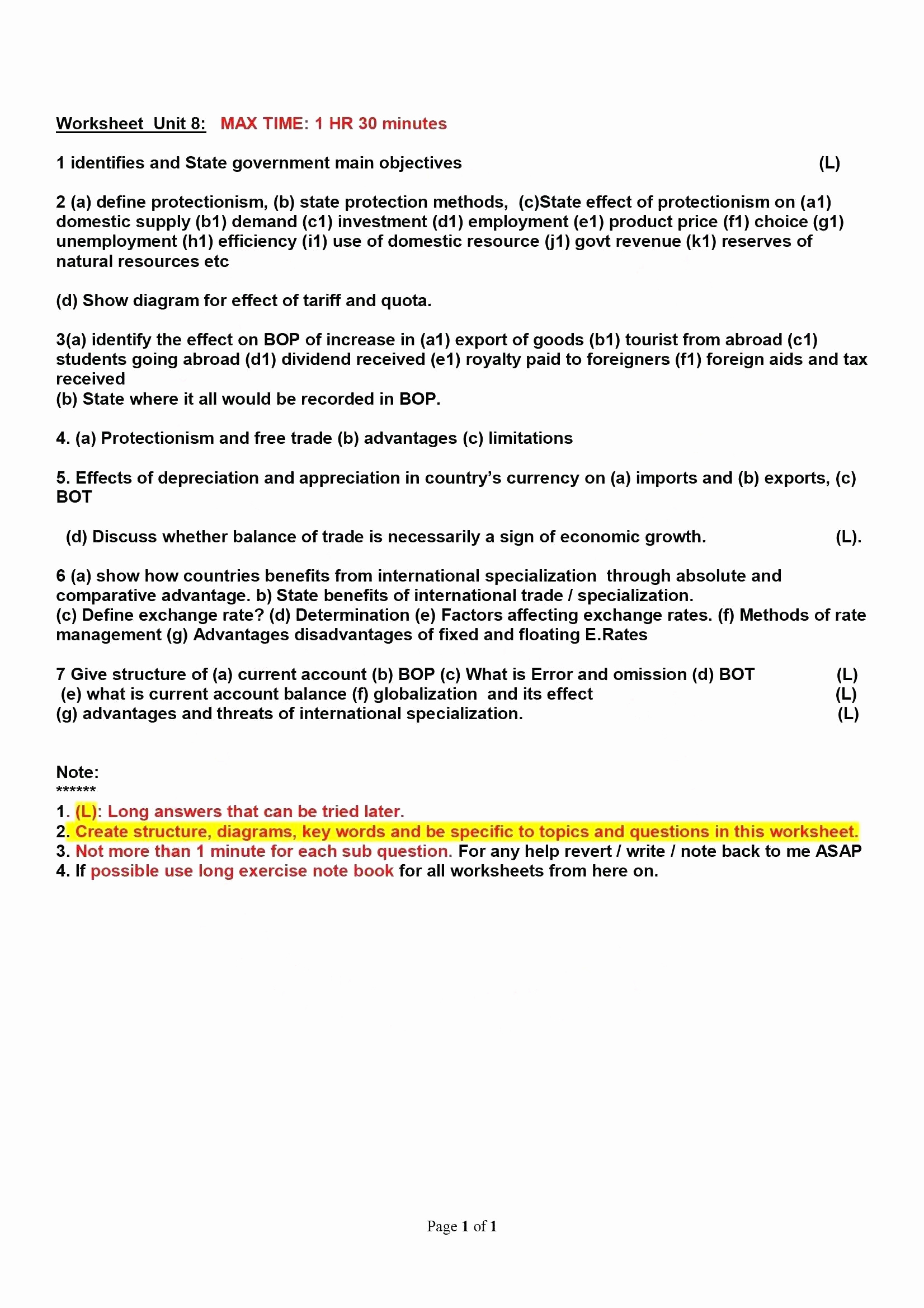 Government Worksheets High School Economics Worksheets For High - Free Printable Economics Worksheets