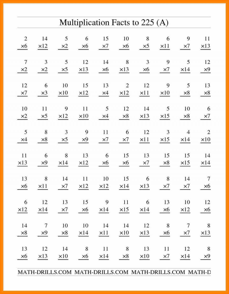 Grade Worksheets Divisionlems Timed Test Multiplication And Pdf Word - Free Printable Multiplication Speed Drills