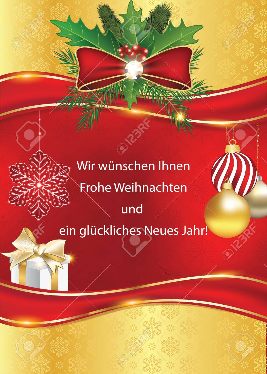 Greeting Card For The Year With Text In German Language: We Wish - Free Printable German Christmas Cards