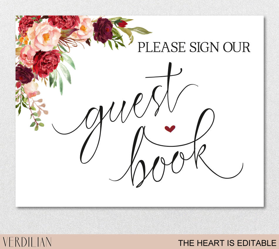 Guest Book Sign Printable Template Please Sign Our Guest Book | Etsy - Please Sign Our Guestbook Free Printable