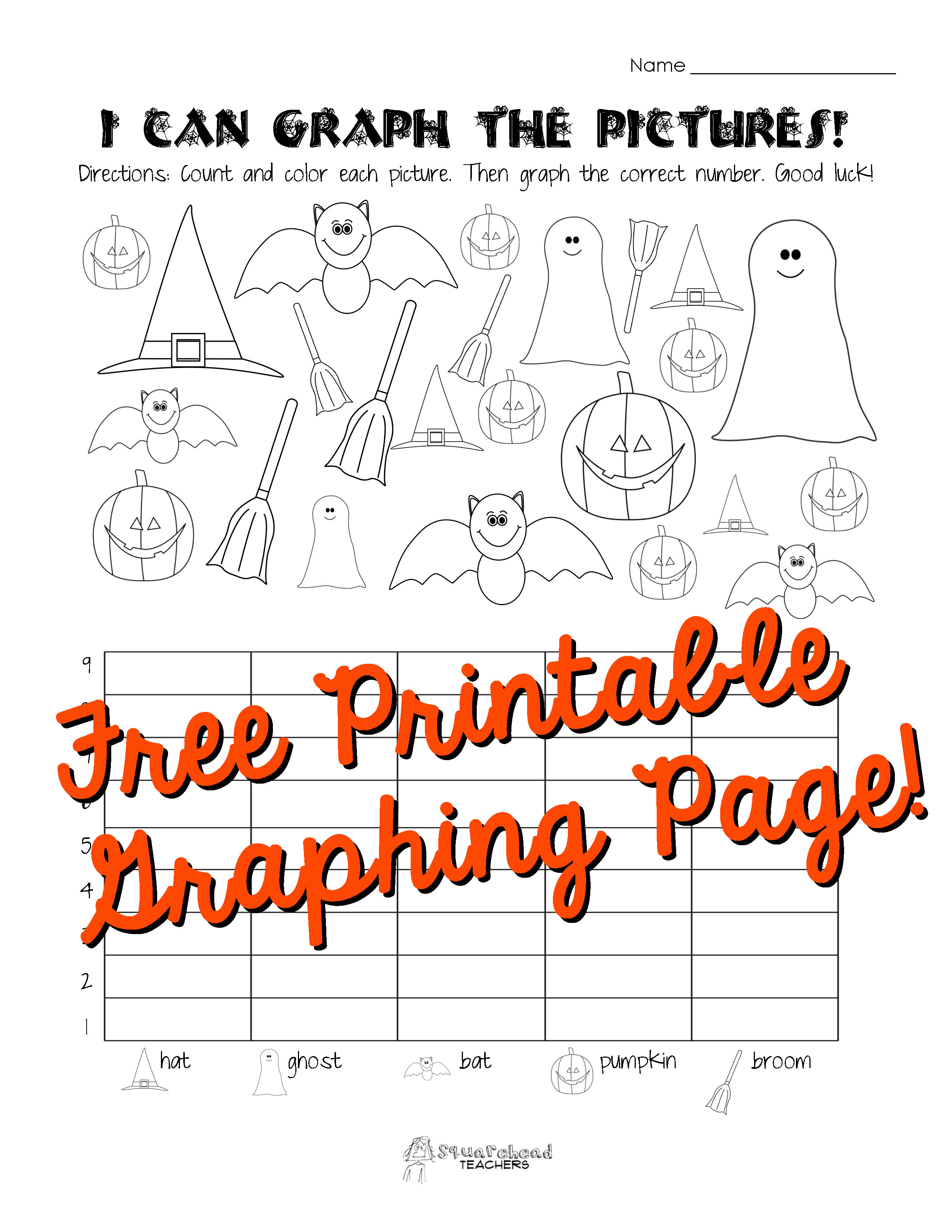 Halloween Graphing Page (Kindergarten, First Grade) | Squarehead - Free Printable Graphs For Kindergarten