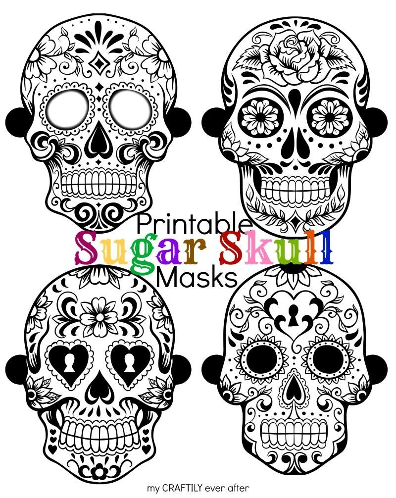 Halloween: Printable Sugar Skull Masks | Halloween | Pinterest - Free Printable Sugar Skull Day Of The Dead Mask