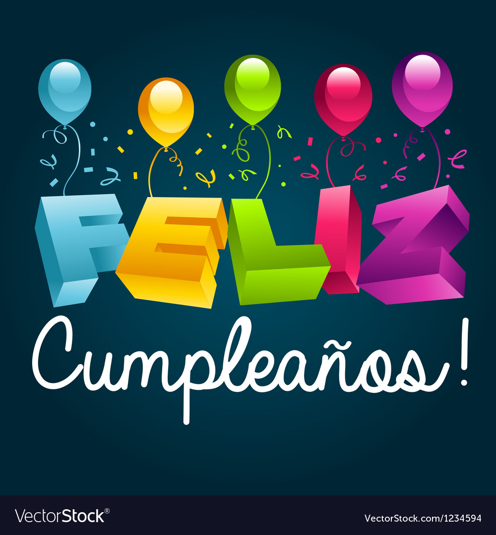 Happy Birthday In Spanish Royalty Free Vector Image - Free Printable Happy Birthday Cards In Spanish