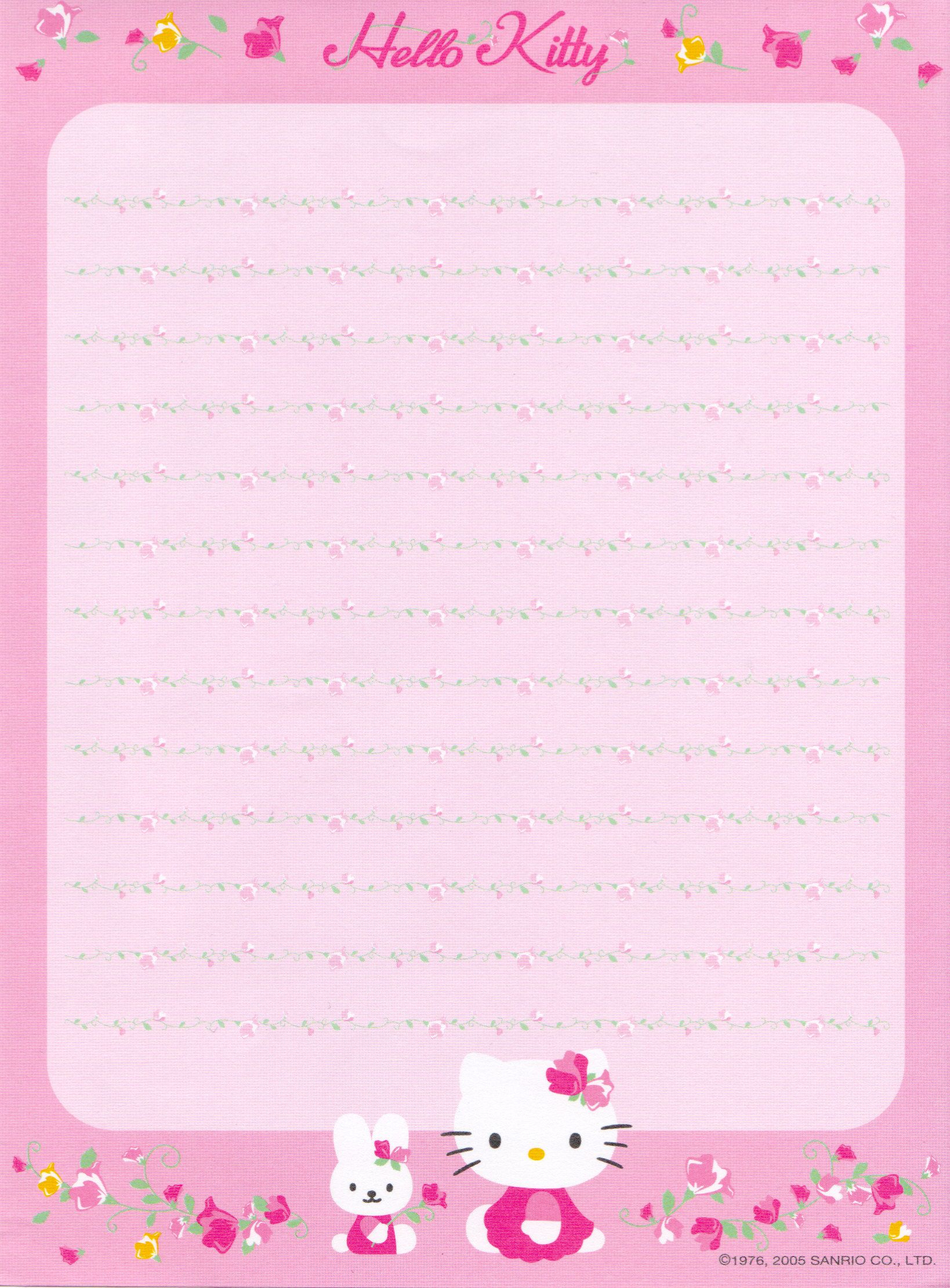 Hello Kitty | Borders,stationary,backgrounds | Free Printable - Free Printable Hello Kitty Stationery