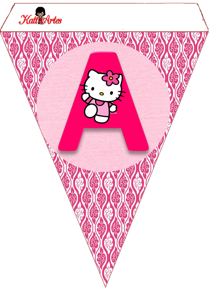 Hello Kitty Free Printable Bunting. Banderines De Hello Kitty - Free Printable Hello Kitty Alphabet Letters