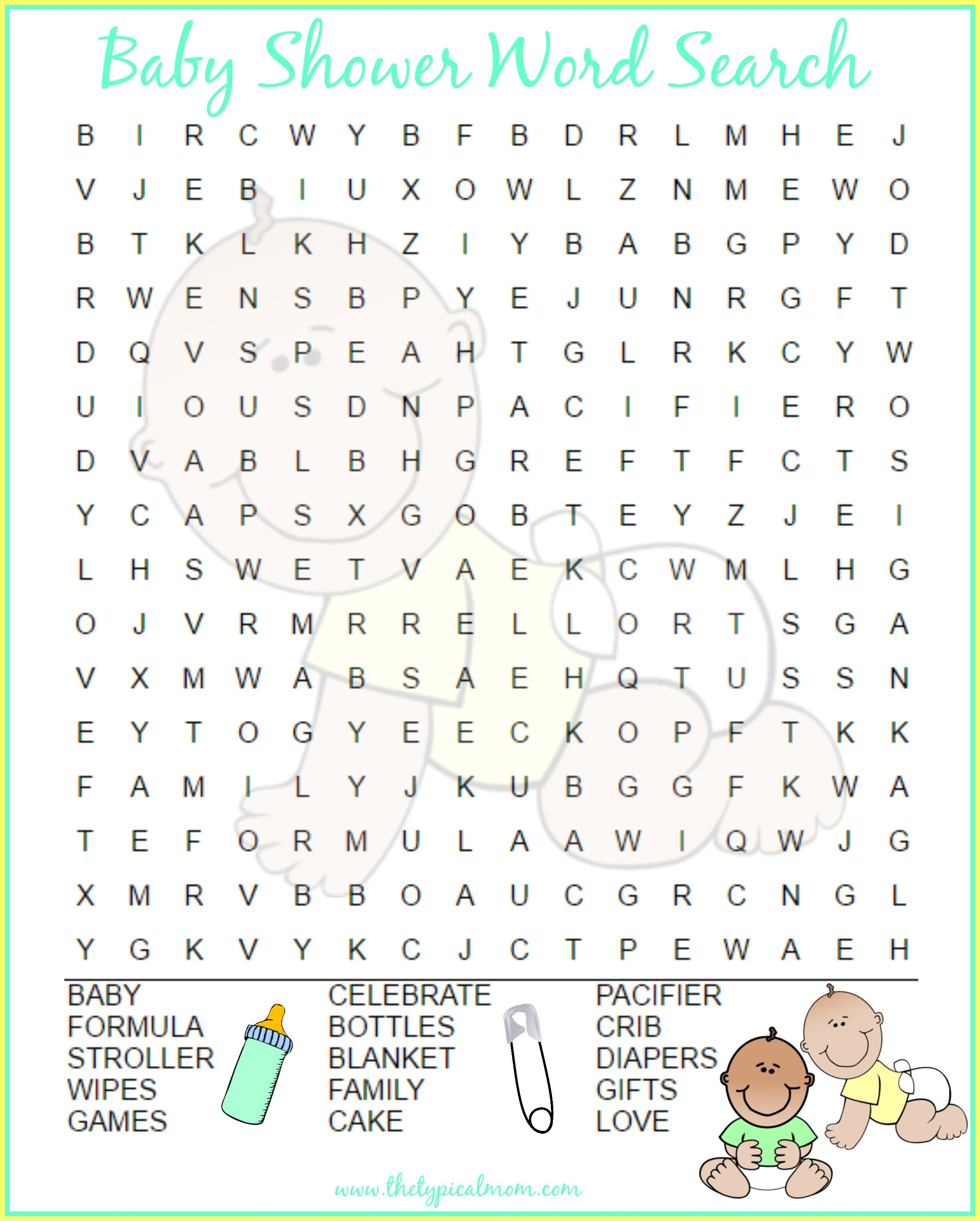 Here&amp;#039;s A Free Baby Shower Word Search Printable To Use Plus Lots Of - Free Printable Baby Shower Word Search