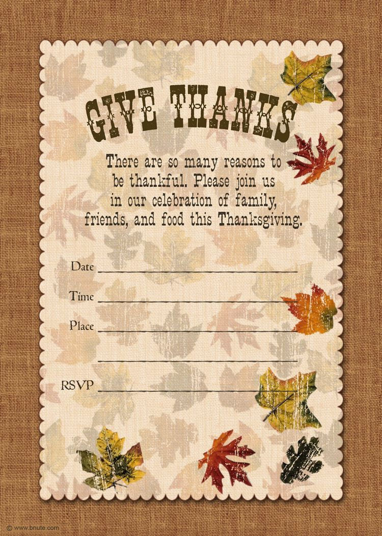 Holiday Party: Free Printable Autumn Free Printable Give Thanks - Free Printable Thanksgiving Dinner Invitation Templates