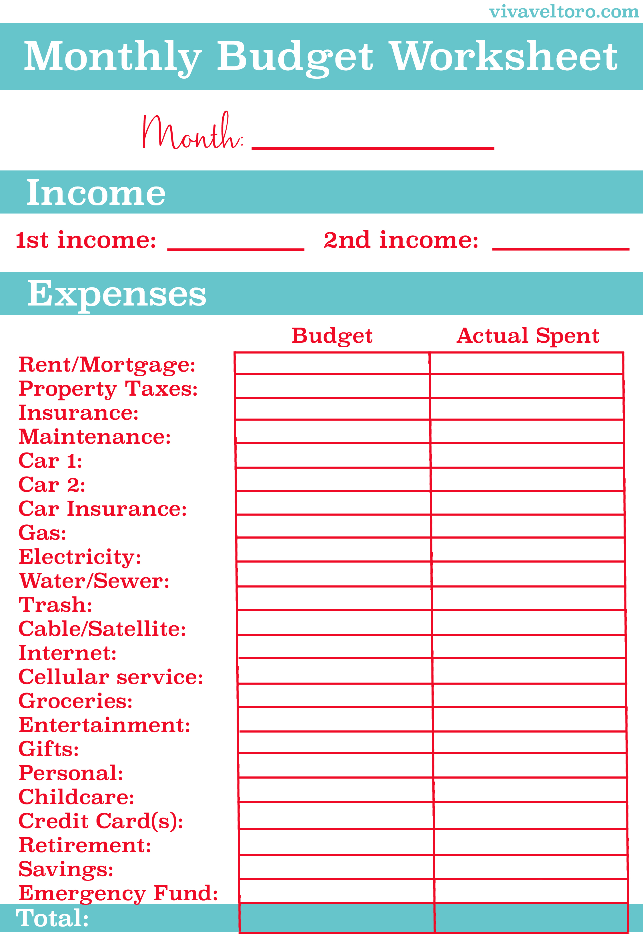 Household Budget Template Free Printable Budgeting Worksheets Sheet - Free Printable Budget Templates