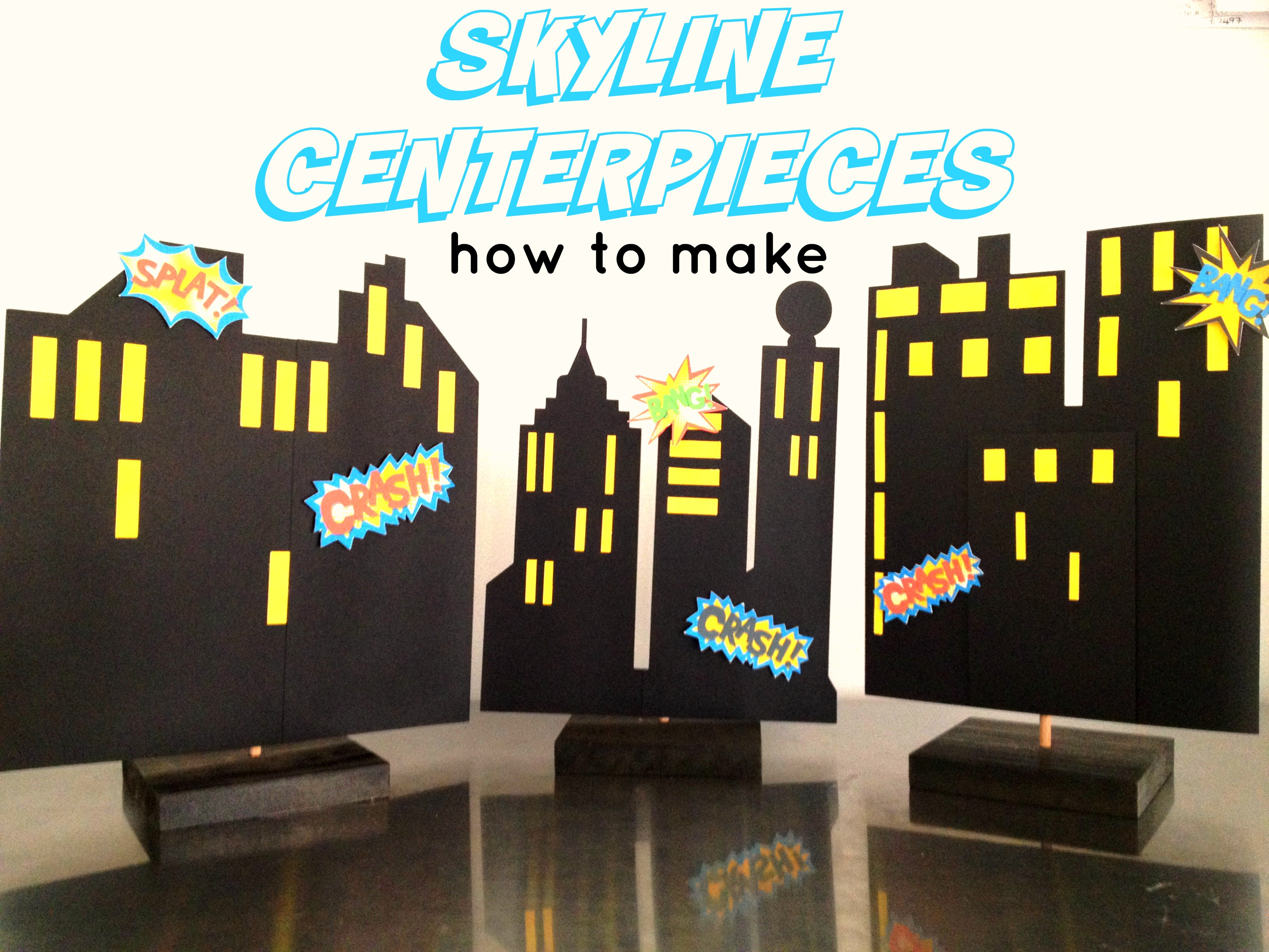 How To Make Superhero Skyline Centrepieces, Plus Diy Video - Free Printable Superhero Skyline