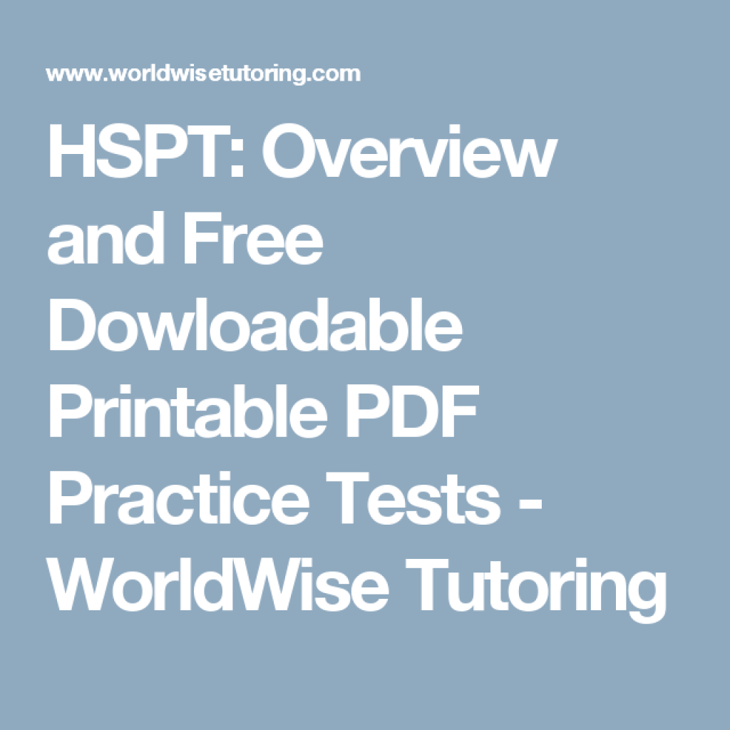 Hspt: Overview And Free Dowloadable Printable Pdf Practice Tests - Free Printable Hspt Practice Test
