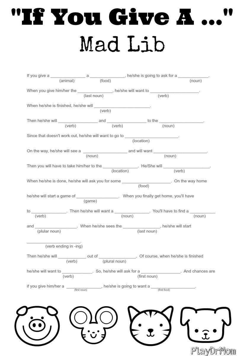 If You Give A &amp;quot; Mad Lib | Writing Activities For Kids | Pinterest - Free Printable Mad Libs For Tweens