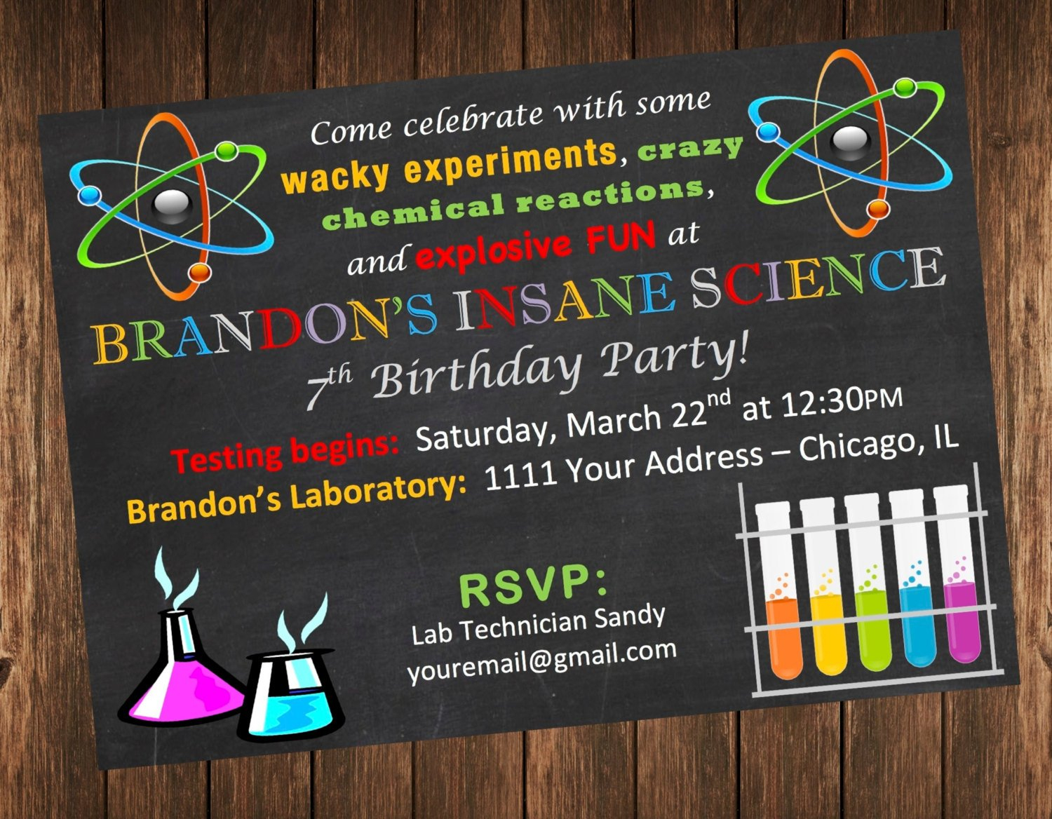 Insane Science Birthday Party Invitation / Science Laboratory Invite - Free Printable Science Birthday Party Invitations