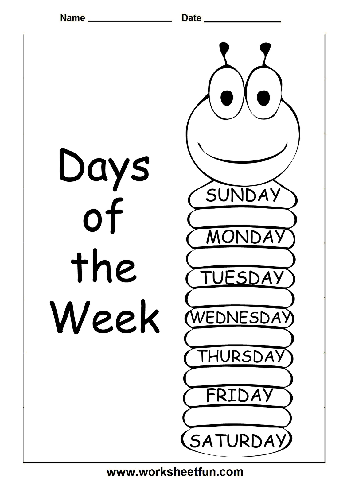 Insects Worksheets Free | Days Of The Week - Trace And Write - Free Printable Worm Worksheets