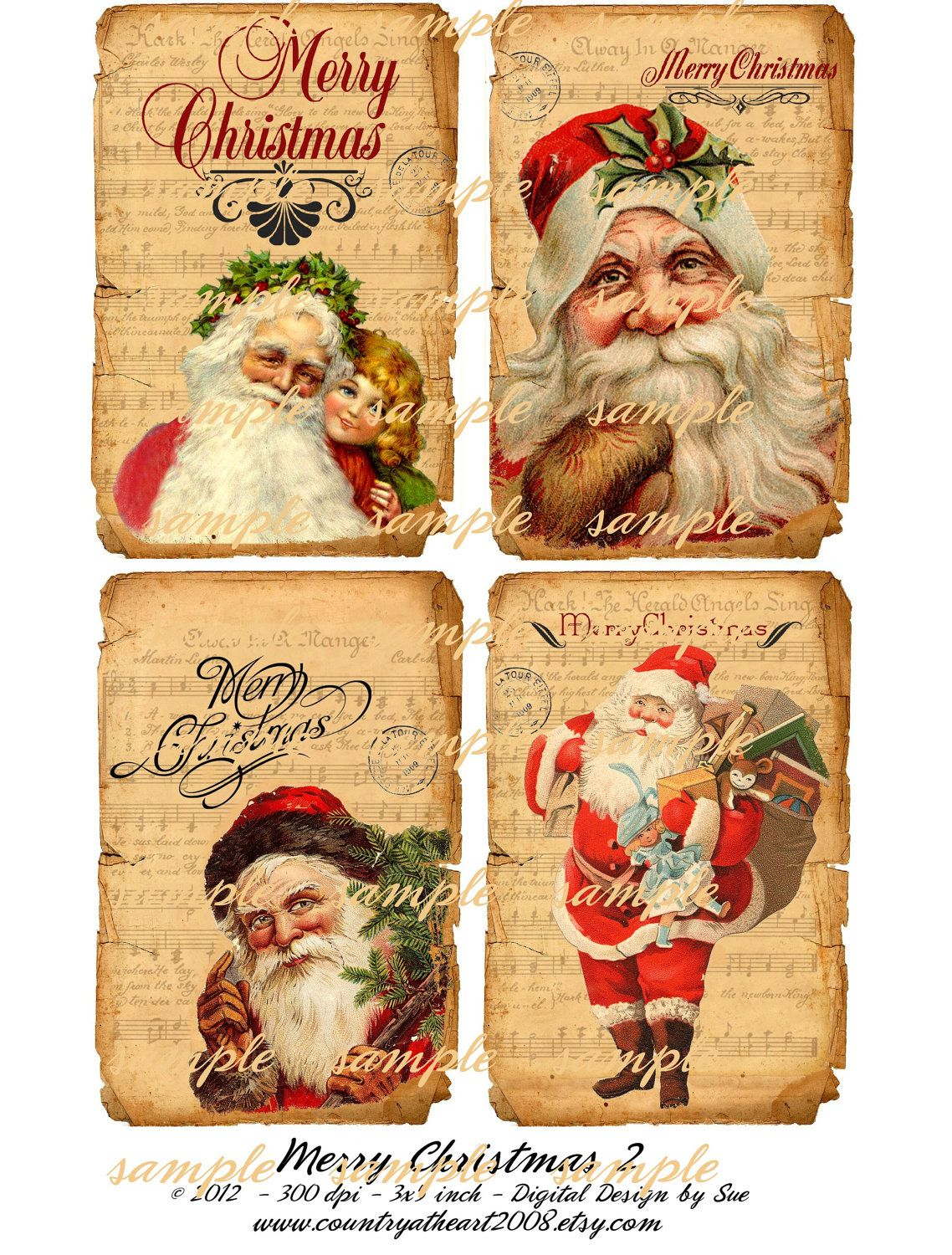 Instant Download - Merry Christmas 2 - 3 X 5 - Printable Digital - Free Printable Christmas Photo Collage