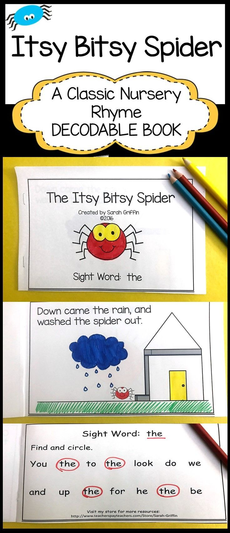 Itsy Bitsy Spider | Printable Decodable Book | Sight Word Reader - Free Printable Decodable Books For Kindergarten
