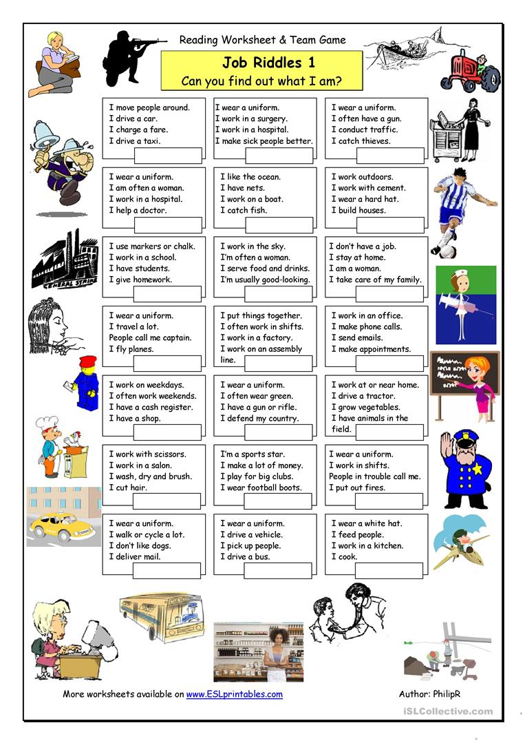 Job Riddles (1) - Easy Worksheet - Free Esl Printable Worksheets - Free Printable Riddles