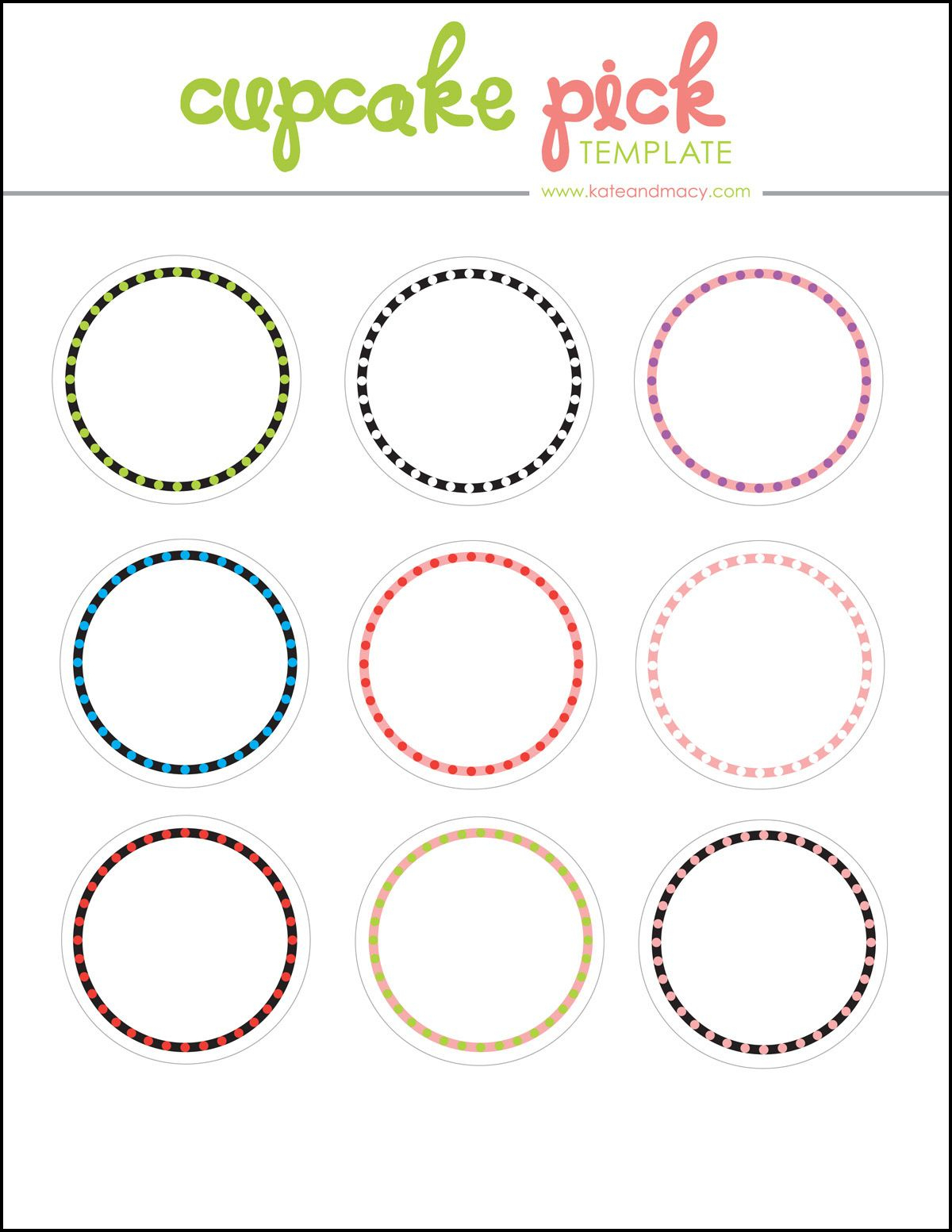 Kate: Free Digital Cupcake Pick Topper Template | Printables - Baptism Cupcake Toppers Printable Free