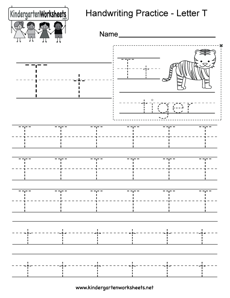 Kindergarten Free Printable Letter T Writing Practice Worksheet For - Free Printable Spanish Alphabet Worksheets