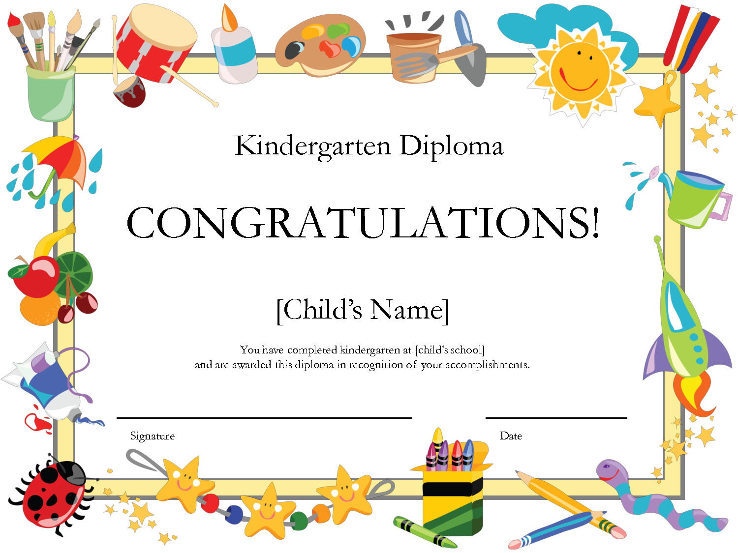Kindergarten Graduation Certificate | Free Printable Kindergarten - Free Printable School Certificates Templates