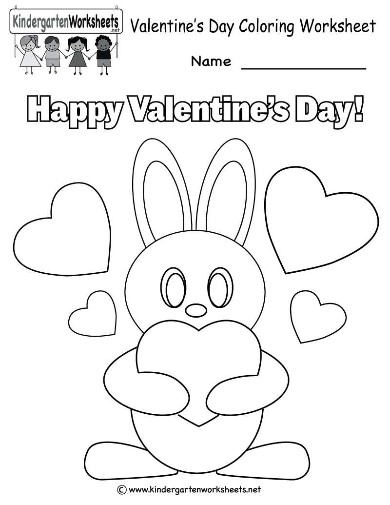 Kindergarten Valentine&amp;#039;s Bunny Coloring Worksheet Printable - Free Printable Preschool Valentine Worksheets
