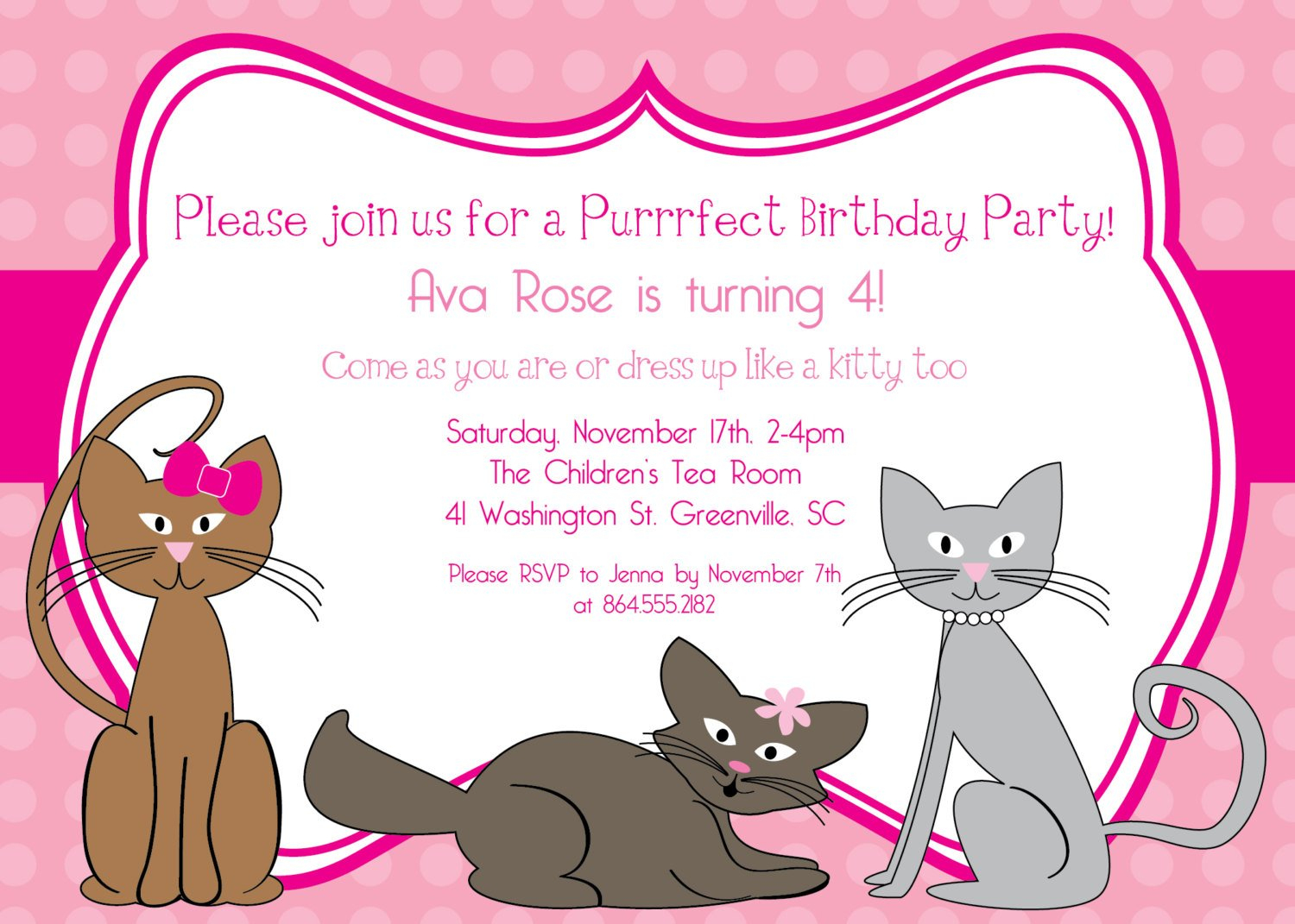 Kitten Party Invitation Free Printable - Free Printable Kitten Birthday Invitations