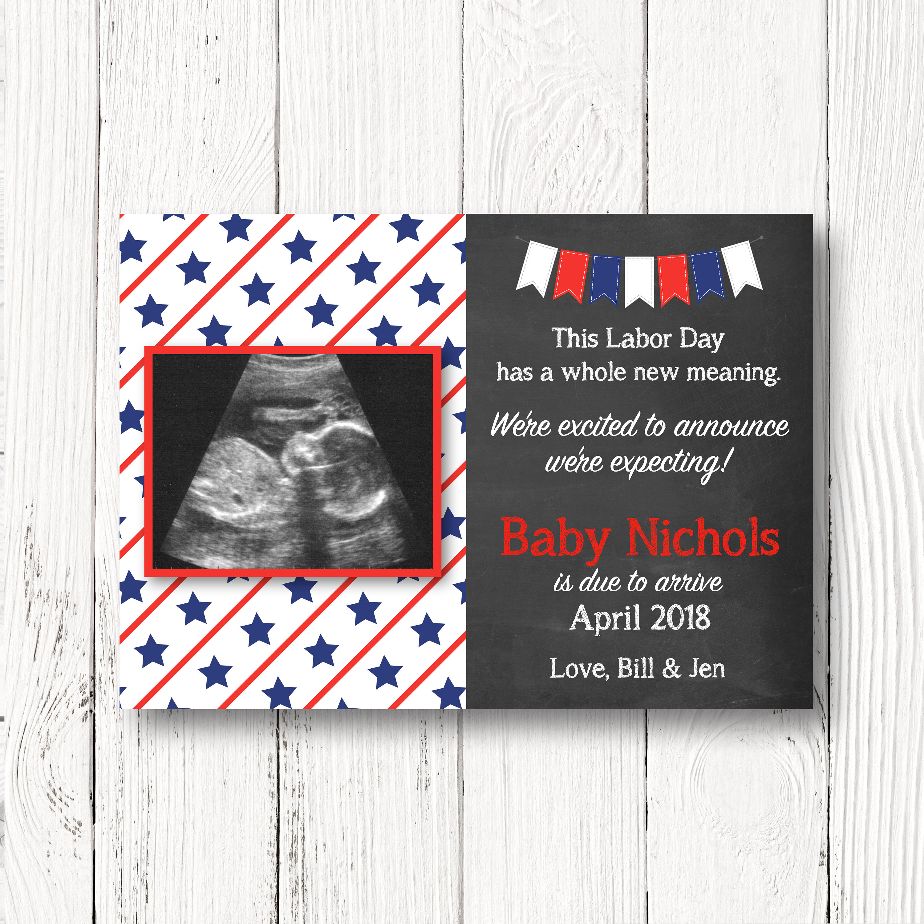 Labor Day Themed Pregnancy Announcement Card Whole New | Etsy - Free Printable Pregnancy Announcement Cards