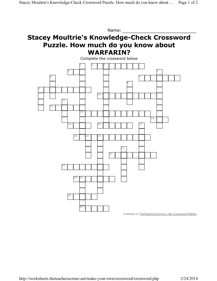 Largepreview Crossword Puzzle Make Your Own ~ Themarketonholly - Free Make Your Own Crosswords Printable