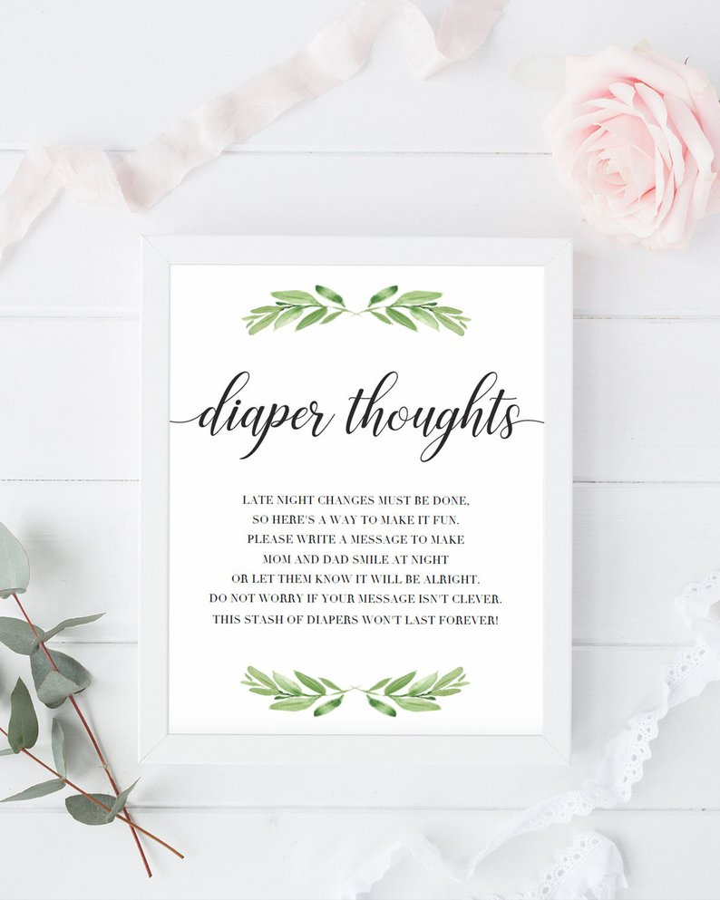 Late Night Diapers Sign Diaper Thoughts Printable Green Baby | Etsy - Late Night Diaper Sign Free Printable
