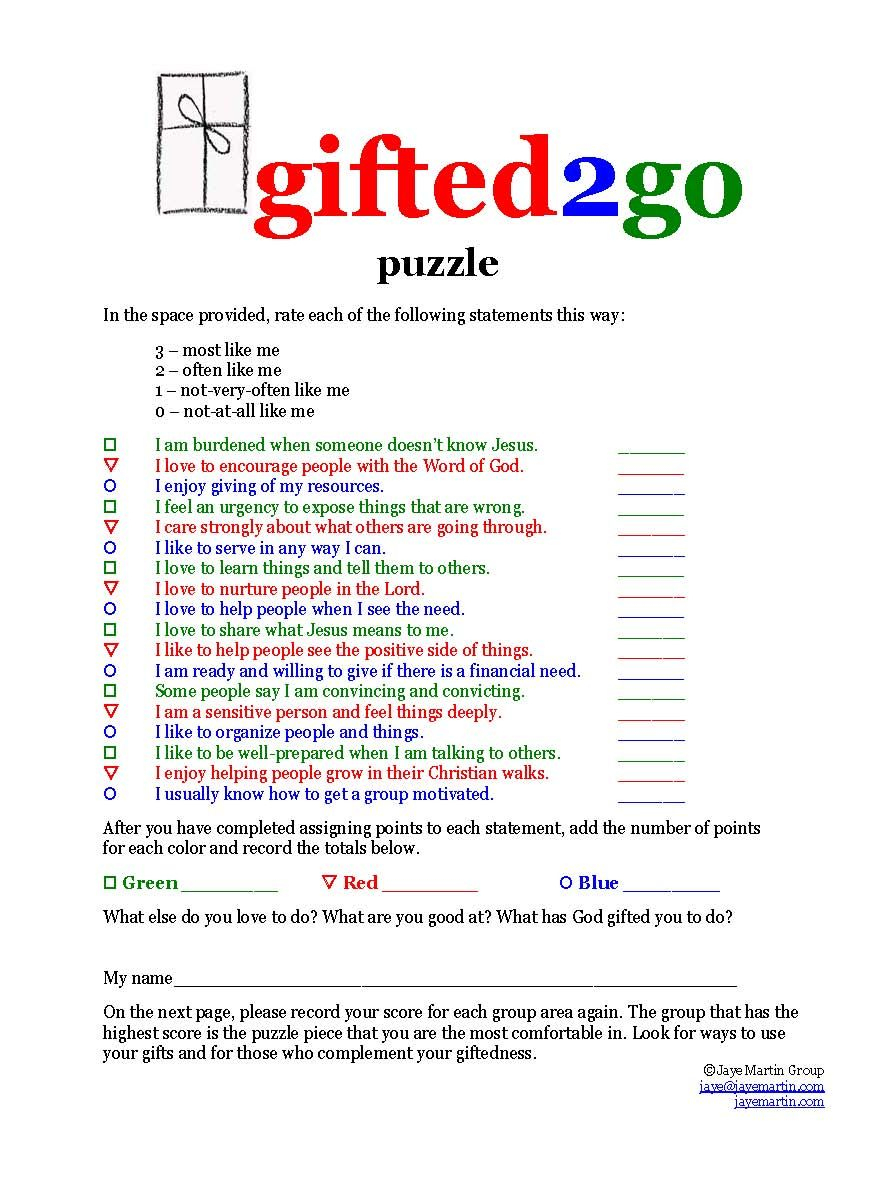 Learn About Spiritual Gifts - Printable Bible Worksheets - Free Printable Spiritual Gifts Test For Youth