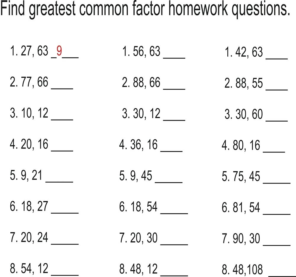 Least Common Multiple And Greatest Common Factor Worksheet Math - Free Printable Greatest Common Factor Worksheets