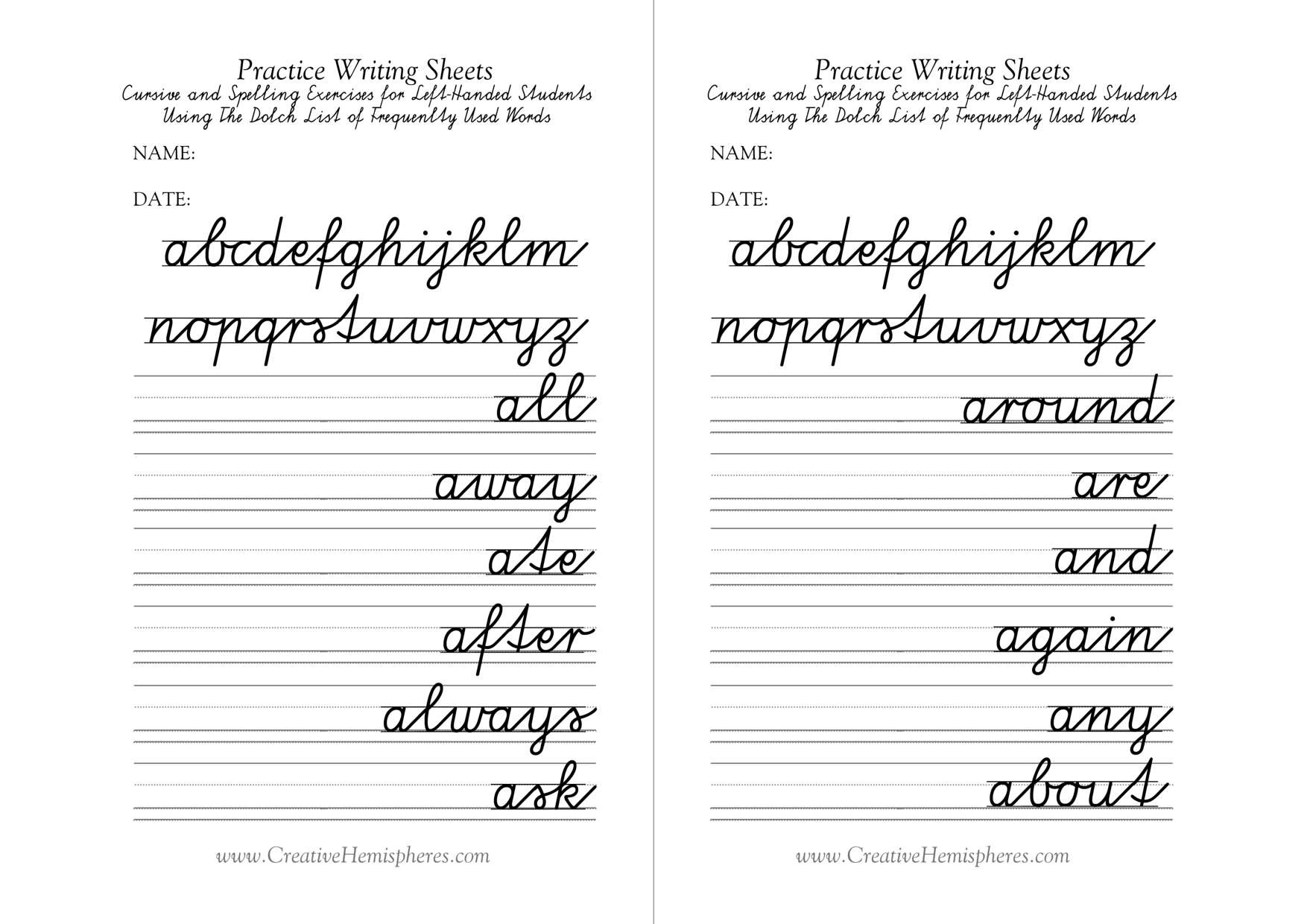 Left Handed Letter Formation Pdf Format Free Printable Cursive - Free Printable Left Handed Worksheets