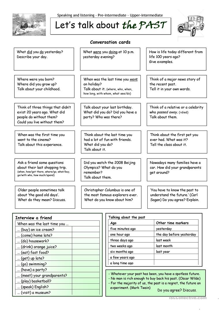 Let´s Talk About The Past Worksheet - Free Esl Printable Worksheets - Free Printable English Conversation Worksheets