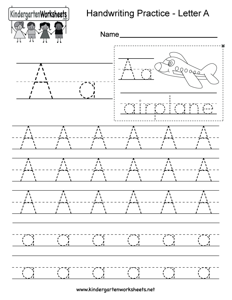 Letter A Writing Practice Worksheet - Free Kindergarten English - Free Printable Handwriting Sheets For Kindergarten