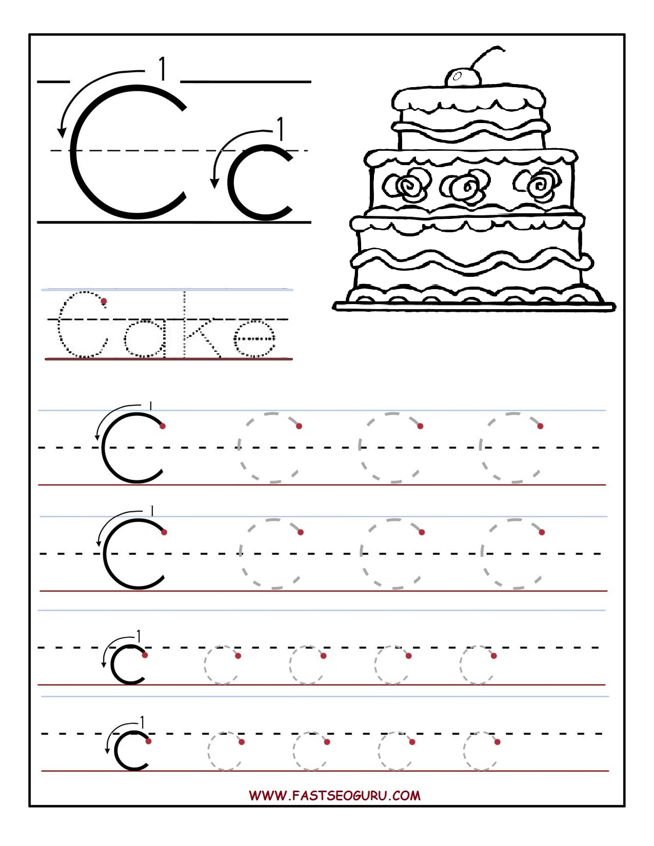 Letter C Worksheets | Gplusnick - Free Printable Letter C Worksheets