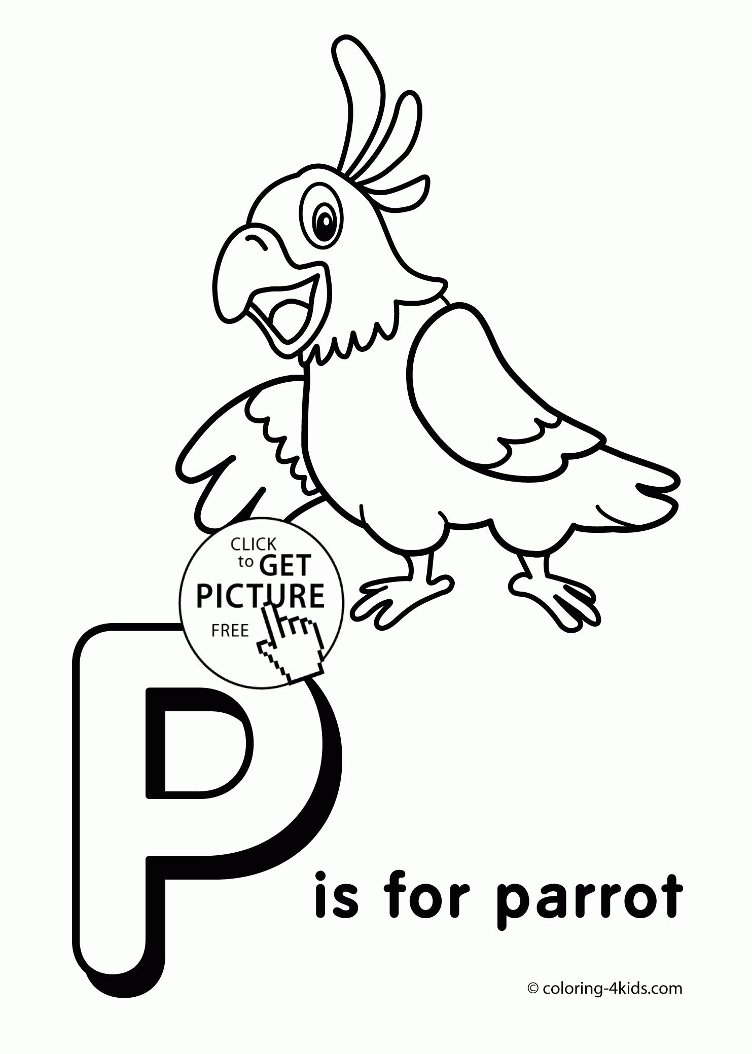 Letter P Coloring Pages Of Alphabet (P Letter Words) For Kids - Free Printable Preschool Alphabet Coloring Pages