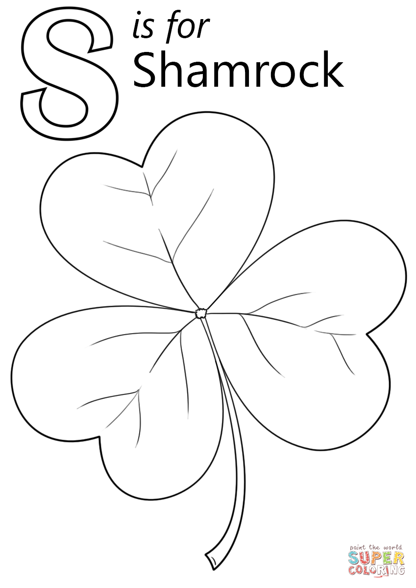 Letter S Is For Shamrock Coloring Page | Free Printable Coloring Pages - Free Printable Shamrocks