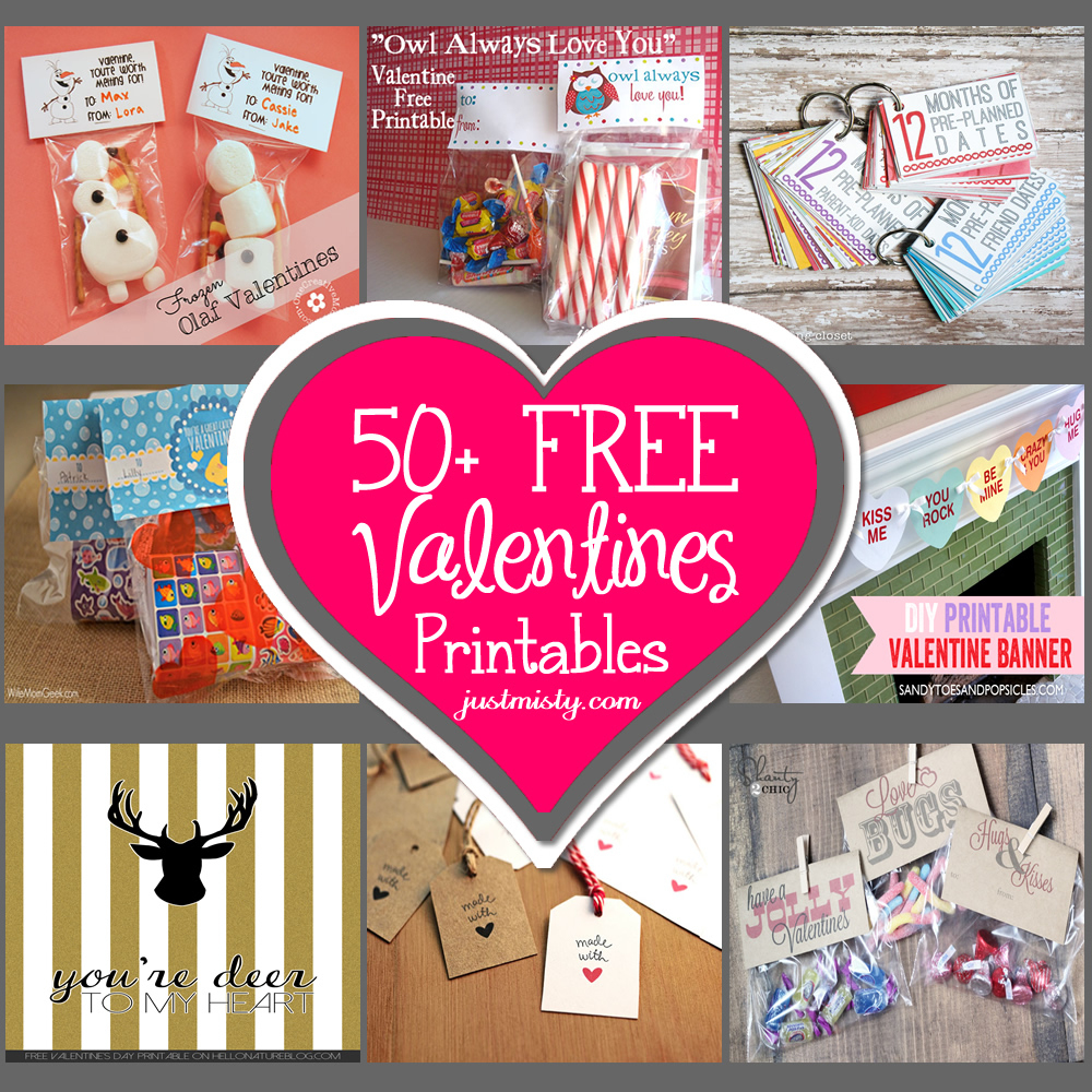 List Of Free Valentine&amp;#039;s Printable Cards, Banners, Bag Toppers, Tags - Free Printable Valentine Graphics