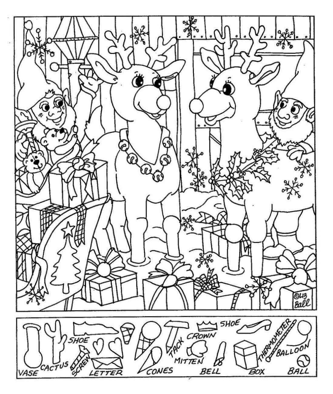 Liz&amp;#039;s Hidden Pictures- Reindeer | Christmas - Free Printable Christmas Hidden Picture Games