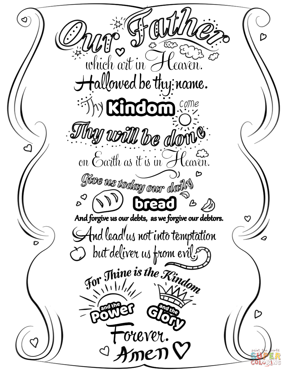 Lord&amp;#039;s Prayer Doodle Coloring Page | Free Printable Coloring Pages - Free Printable Lord&amp;#039;s Prayer Coloring Pages