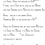 Love Song Lyrics For: Crazy Patsy Cline With Chords For Ukulele   Free Printable Song Lyrics With Guitar Chords