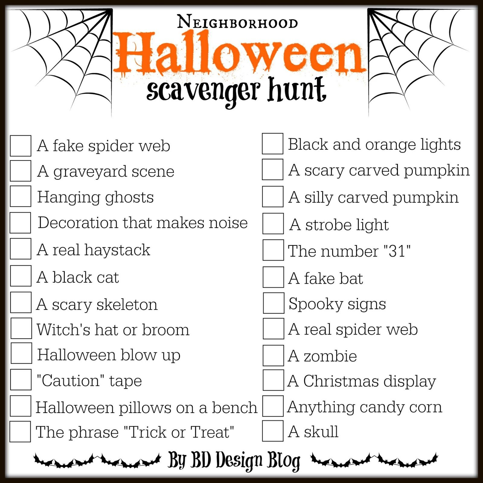 Love This Free Printable Halloween Scavenger Hunt From Www - Free Printable Halloween Scavenger Hunt