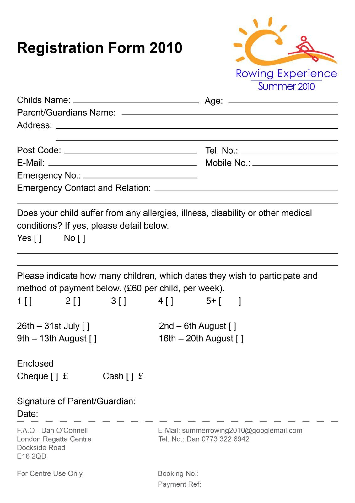 Free Printable Summer Camp Registration Forms Free Printable
