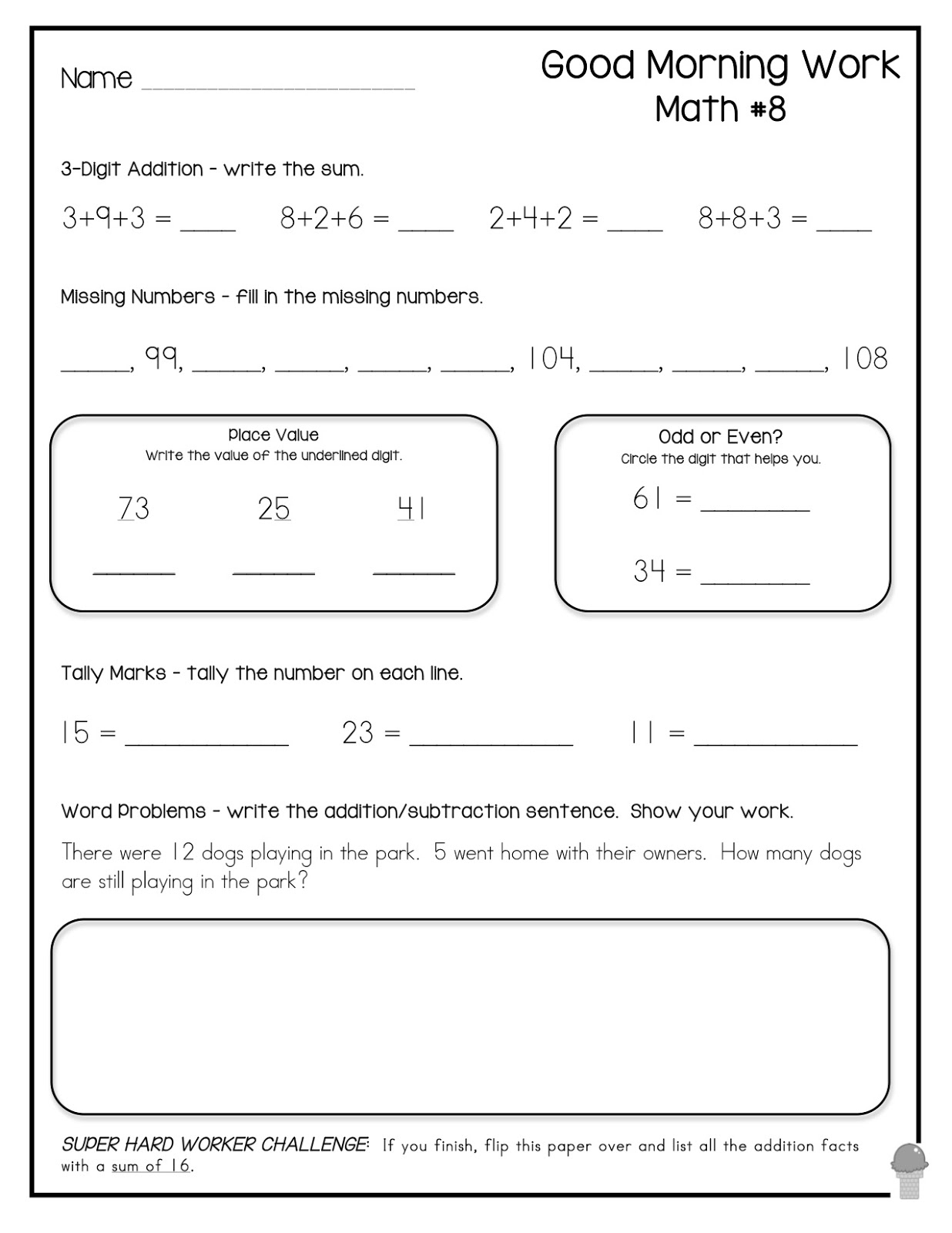 Lovely Free First Grade Morning Work | Fun Worksheet - Free Printable 4Th Grade Morning Work