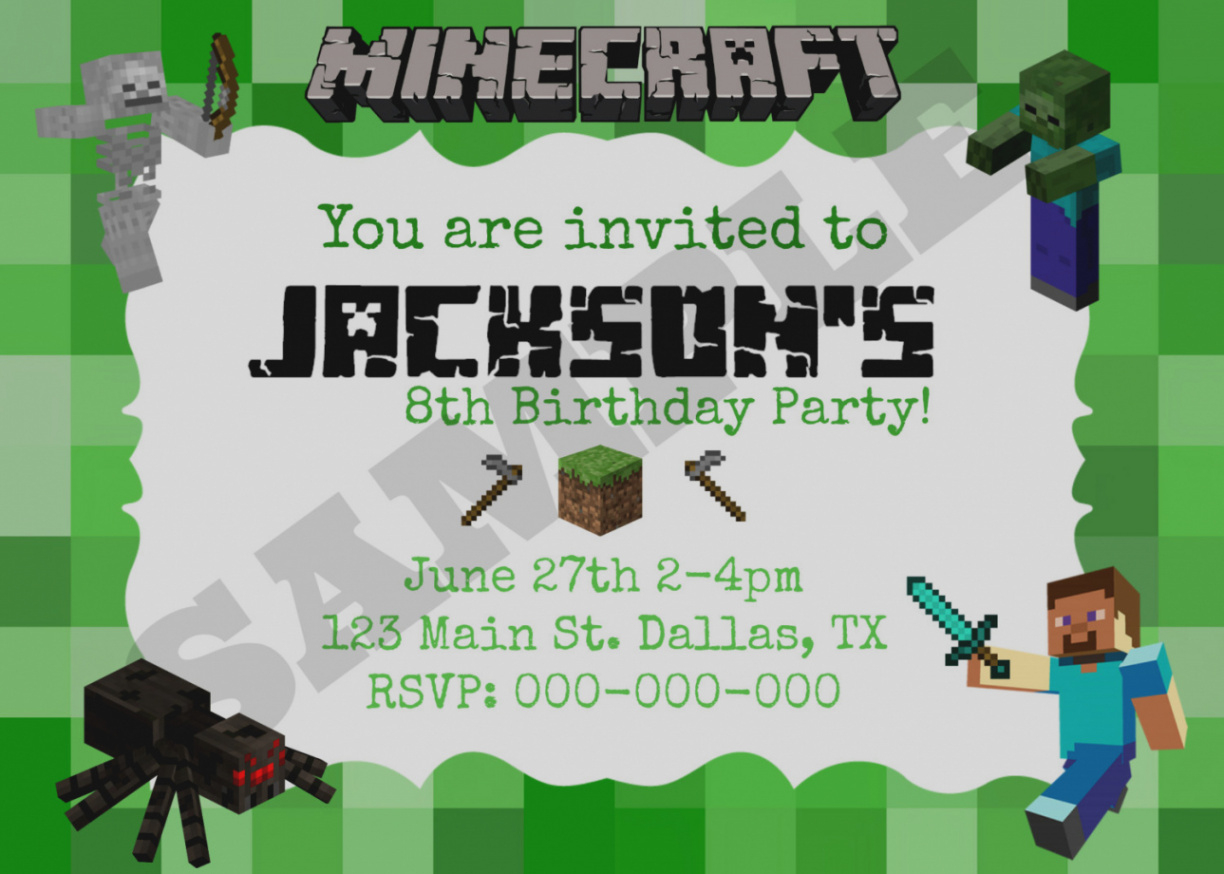 Luxury Free Printable Minecraft Birthday Party Invitations Templates - Free Printable Minecraft Birthday Party Invitations Templates
