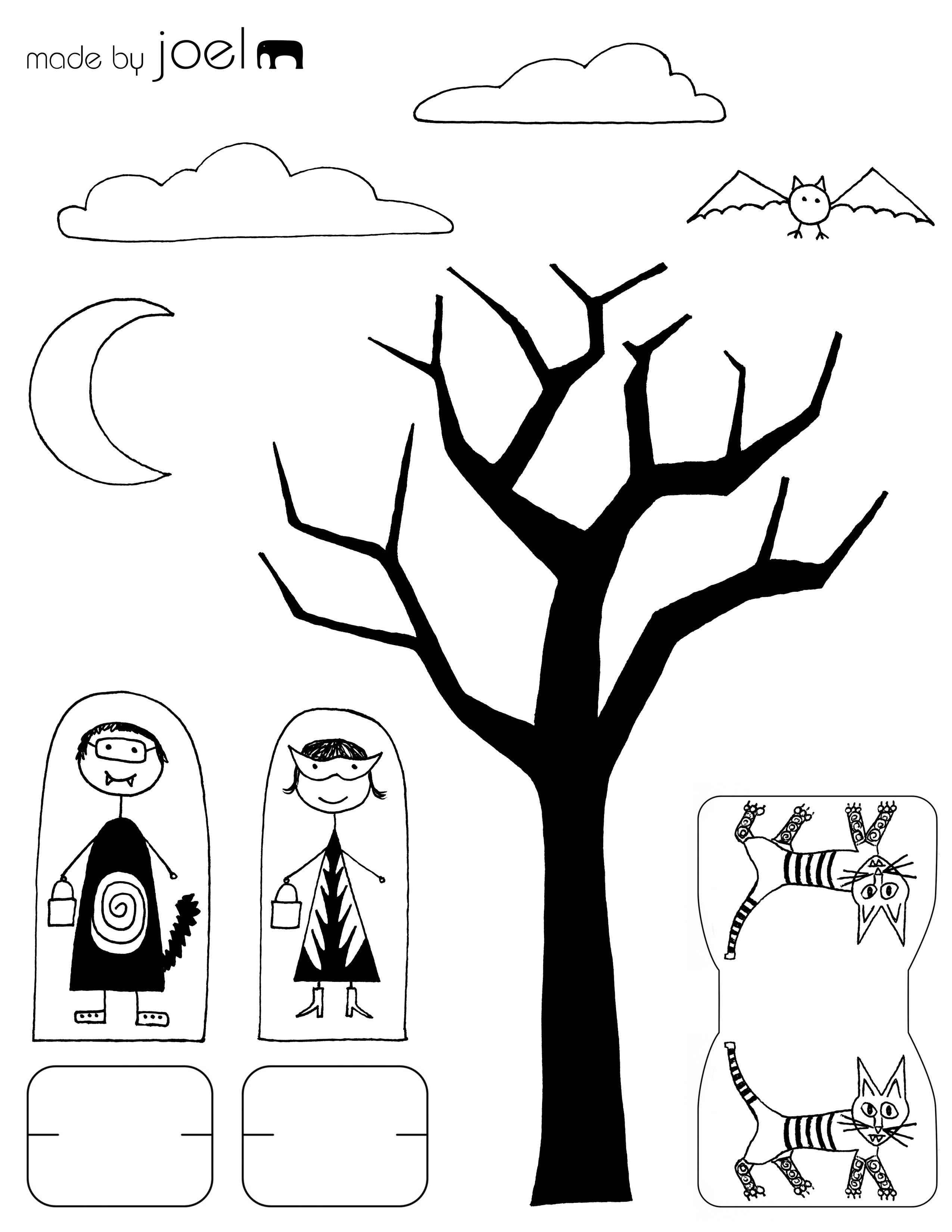 Madejoel » Madejoel Trick Or Treat Paper City Scene Printout - Free Printable Halloween Paper Crafts