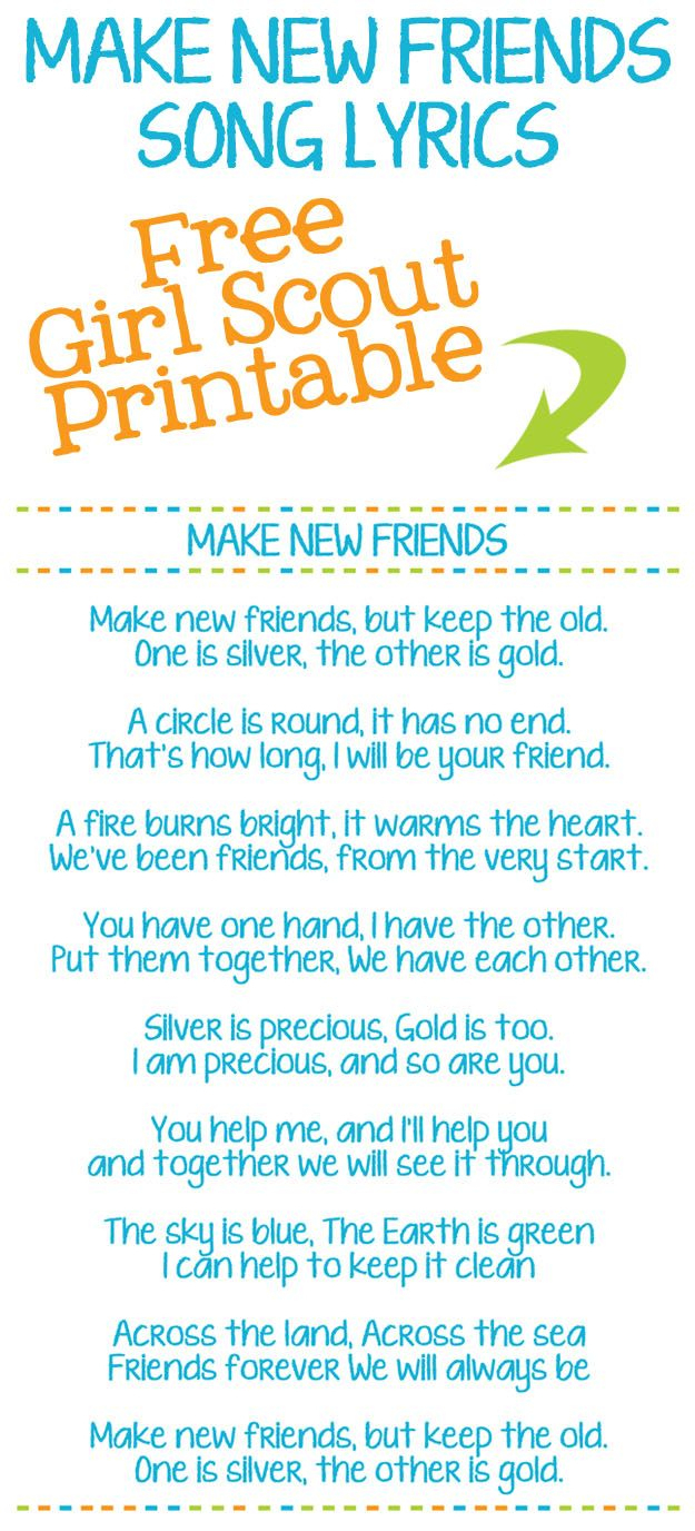 Make New Friends Girl Scout Song Lyric Printables - Help Your Girl - Free Printable Song Lyrics